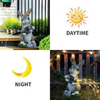 Weather Solar Power Rabbits Statue with Watering Can Parties Decors for Yard and Porch Decorative Lighting Resin Rabbits with Watering Can - Image 3