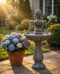 42.2'' Tall 3 Tiered Outdoor Water Fountain, Like Stone Bird Bath Fountain, Elegant Cascading Waterfall Water Feature Decor for Garden, Yard, Patio Landscape Ornament (Grey) by WarmGarden