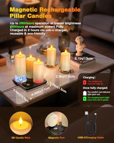 Yme Waterproof Rechargeable Pillar Candles Flickering with Remote Timers - Image 2