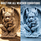 OLOMA Fantasy Guardian Gargoyle Concrete Garden Statue Gothic Beast Sculpture Handmade Cement Mythical Creature Figurine Outdoor Yard Decor Lawn Patio Porch Halloween Medieval Ornament - Image 2