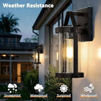 Brightever Outdoor Wall Light Fixtures, Waterproof Matte Black Exterior Wall Lantern Sconce Porch Lights, Outside Lighting with Clear Ribbed Glass for House, Garage, Front Door, 2-Pack - Image 3