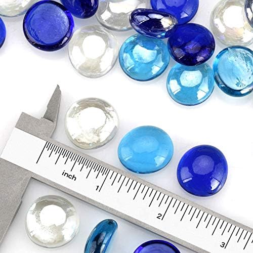 Mr. Fireglass 10 Pound Blended Fire Glass Beads, 1/2" High Luster Mixed Colored Fire Glass Drops for Fireplace Fire Pit & Lanscaping, Cobalt Blue, Crystal Ice, Caribbean Blue (Pack of 2) - Image 2