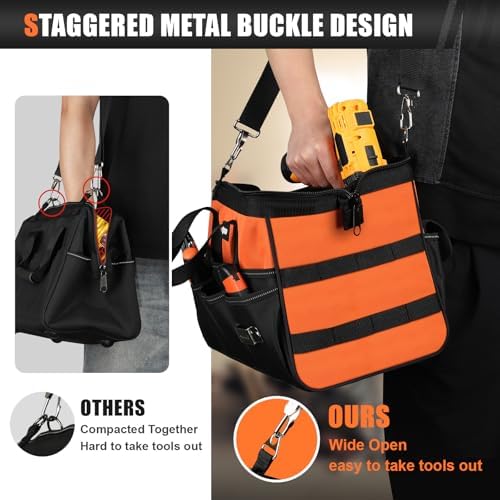 UUP 15" Heavy Duty Tool Bag, 16-Pocket Tool Box Organizer Orange - Image 6