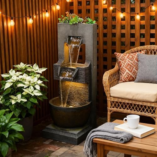 Sunlinua 39H Modern Outdoor Water Fountain with LED Light - Image 6