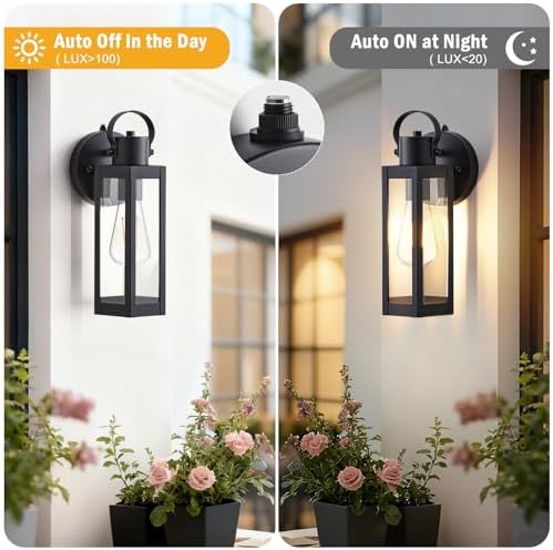 EJIAXIN Dusk to Dawn Outdoor Lighting Fixtures, 2 Pack Black Outdoor Lights - Image 2