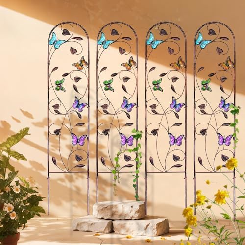 aboxoo 4-Pack Butterfly Metal Garden Trellis for Climbing Plants - Image 5