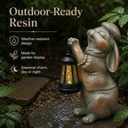 Bunny Solar Light, 10.5-Inch Rabbit Statue for Outdoor Garden Decor - Image 4