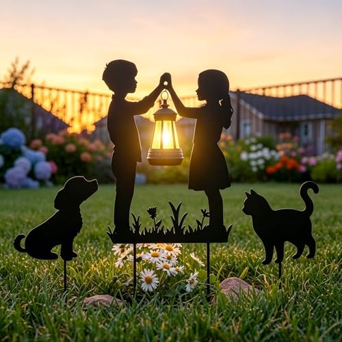 Boy Girl Cat Dog Solar Lights Outdoor Decorative pathway Garden Decor Stake - Image 7