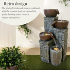 19.3'' 4-Tier Water Fountain with Lights, Brown - Image 4