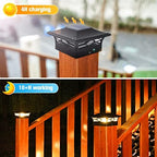 VOLISUN 4Pack Solar Post Cap Lights, 2 Color Modes Deck Lights, Black - Image 3
