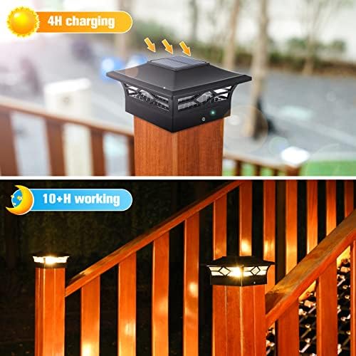 VOLISUN 8Pack Solar Post Cap Lights, 2 Color Modes Deck Lights, Black - Image 3