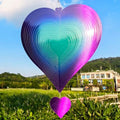 DJUAN 15in Large Heart Wind Spinner Garden Decor,Gifts for Women,Mom and Grandma,Mother's Day,Birthdays, Purple-Green Stainless Steel Hanging Yard Art Outdoor & Indoor Decorations by DJUAN