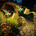 Solar Hummingbird Watering Can Garden Light,Warm White LED String Light,Outdoor Lawn Decorative Floor Lamp,Colorful Metal Crafts - Image 6