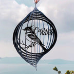 Personalized Bluebird Metal Wind Spinner, Custom Bird Hanging Yard Art, Nature Inspired Outdoor Decor (Bluebird Garden Wind Spinner) by Linktee