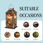 Solar Lantern Illuminated Stained Glass Decor Outdoor Waterproof Garden Hanging Lantern Solar Powered Lighting Outside Table Lamp for Patio Deck Camping 1 Pack - Image 5