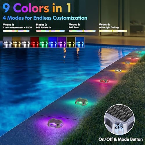 Bosceos Solar Dock Driveway Lights Outdoor Waterproof 8-Pack - Image 3