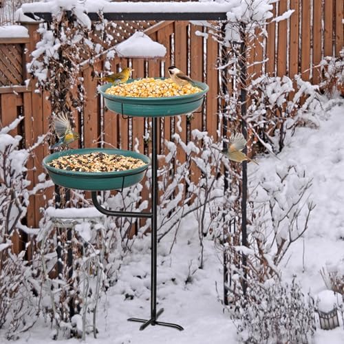 Freestanding Birdbaths Bowl Outdoor, Free Standing Garden Bird Bath Bird Feeder & Bird Bath Bowl, Detachable Decoration Spa Birdfeeder for Garden Patio Yard Lawn, 4 Spiky Metal Stake (Green 2) - Image 5
