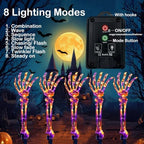 Solar Halloween Pathway Lights Outdoor - 5Pack Lighted Skeleton Arm for Outdoor Walkway Yard Garden Decorations, 250 LEDs Purple and Orange Halloween Solar Pathway Stake Lights Decor, 8 Modes - Image 3