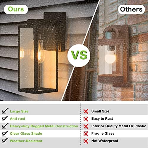hykolity Large Size Outdoor Wall Lights,16 Inch Wall Lantern - Image 4
