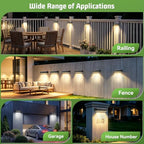 SEZAC Solar Fence Lights 8 Pack, 3 Color 4 Brightness IP65 Waterproof - Image 6