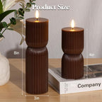 Brown Flameless Candles with Remote Timer, Fall Pillar Candles 3x4 & 3x8 In - Image 3