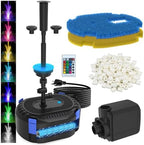AquaMiracle Pond Filter with Fountain Kits & Remote Control LED Lights by AquaMiracle