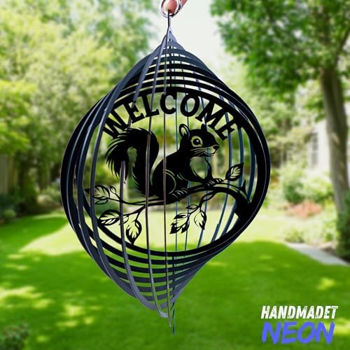 Personalized Wind Spinner Sublimation Hummingbird Custom Name Flowers Metal Art Laser Cut Design 3D Decor for Garden Yard Outdoor Indoor Lawn Patio Porch Birds Lover Presents (Squirrel) - Image 5