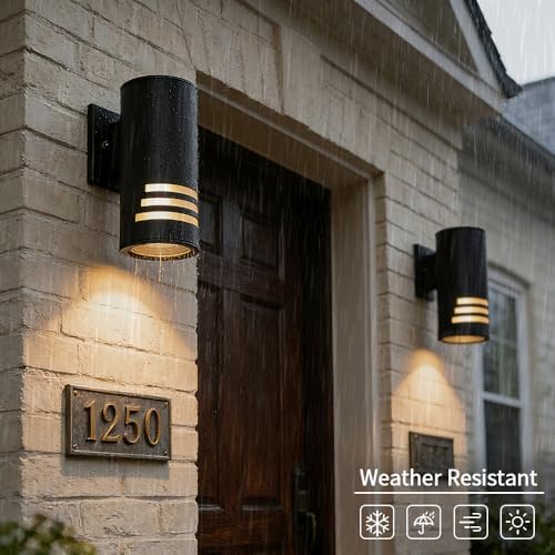 Cerdeco 8.7” Stainless Steel Cylinder Outdoor Wall Sconces Black - Image 5