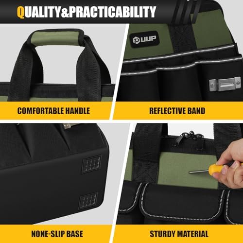 UUP 18" Large Tool Bag, Heavy Duty Spacious Carry Tool Box Organizer, Green - Image 5