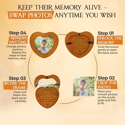 32 inch Golden DIY Photo Insert Memorial Wind Chimes for Loss of Loved One - Image 3