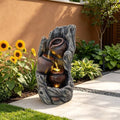 18.7" Resin Cascading Water Fountain Outdoor Indoor with LED Lights by Swiftbloom
