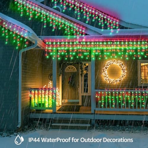 320LED Solar Christmas Lights Outdoor Waterproof Christmas Decorations Lights 29.5ft 60 Drops,8 Modes Solar Powered Rechargeable Fairy Lights for Party, Holiday,Wedding Decorations (Red and Green) - Image 4