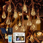 Boho Fairy String Lights Outdoor Backyard Solar String Lights LED for Garden Patio Porch Decor USB Waterproof Shatterproof Bulbs 8 Modes Edison Night Lamp Party Gift(33ft 20Lights,Warm Remote) by Hvcemi