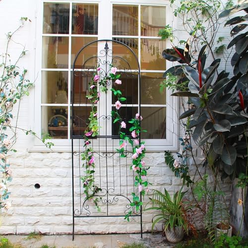 Garden Trellis for Climbing Plants 86.6" H x 29.5" W Tall Garden Trellis Wrought Iron Heavy Scroll Metal Decoration Lawn Patio for Rose Clematis Ivy Weather Resistant - Image 5
