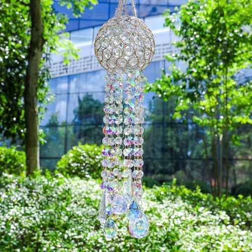 22.5inch Crystal Suncatchers for Window Hanging Wind Chime Garden Sun Catchers with Crystals Rainbow Maker Indoor Outdoor Decor Handmade Ornament(Medium) by LONGSHENG-SINCE2001-