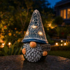 Solar Garden Gnome Statue with Crystal Mosaic LED Hat, Outdoor Decor by Unknown