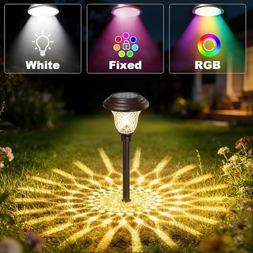 BEAU JARDIN 8 Pack Solar Pathway Lights White+Color Changing Stainless Steel 3 Mode Outdoor Multicolor Metal Solar Powered Waterproof Glass for Garden Landscape Path Yard Walkway Driveway Bronze - Image 5