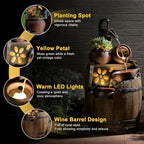 Water Fountain Outdoor 29" H Outside Floor 3 Tiered Rustic Barrel with Light, Pump for Garden, Patio, Deck, Porch, Backyard Home Decor - Image 3