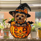 Cute Dog in Jack-o'-Lantern Acrylic Suncatcher - Image 4