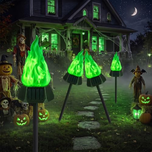 Toodour Solar Halloween Lights Outdoor, 4 Pack Solar Torch Light Waterproof - Image 4