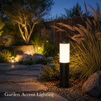 Outdoor Wired Bollard Light, Black Stainless Steel Cylinder Lamp - Image 7