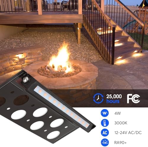 Energetic 7 Inch Retaining Wall Lights, Outdoor LED Step Lights, 4W Low Voltage Landscape Lighting, Waterproof Hardscape Lighting, 12V-24V AC/DC, 3000K Warm White, with Wire Breakers, FCC, 8 Pack - Image 2