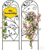 AMAGABELI GARDEN & HOME 2 Pack Garden Trellis for Climbing Plants 47" x 16" Black Iron Potted Support Vines Metal Wire Plant Trellis for Climbing Vegetables Flower Patio Roses Cucumbers Supports by AMAGABELI+GARDEN+%26+HOME