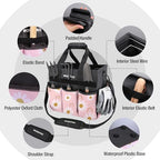 WORKPRO Garden Tool Bag, 10 Pockets and Shoulder Strap, Floral Pink - Image 3