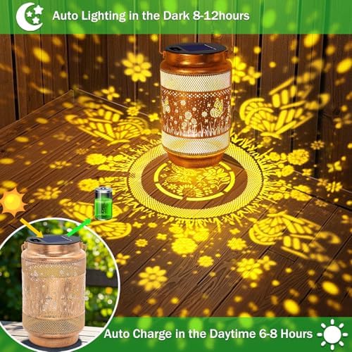 Butterfly Solar Lanterns Outdoor Waterproof Garden Decor, Gifts for Women Mom Grandma Birthday, Metal Hanging Solar Lights for Outside Yard Patio Pathway Backyard Porch - Image 4