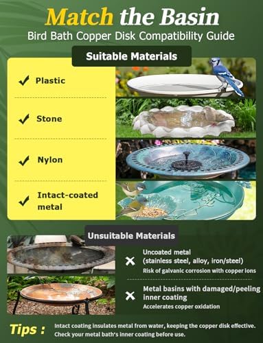 Mellbree 4-Pack Premium Copper Cleaning Disc, 0.6mm Thick 99.99% Pure Copper with Stable Triple-Point Support, All-Season Physical Water Care for Bird Baths - Image 3