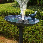 Water Fountain and Birdbath Solar Powered Polyresin Vintage Bronze/Green Outdoor Pond Fountain Combo Set Freestanding Bird Feeders for Garden Patio Deck or Yard - Image 2