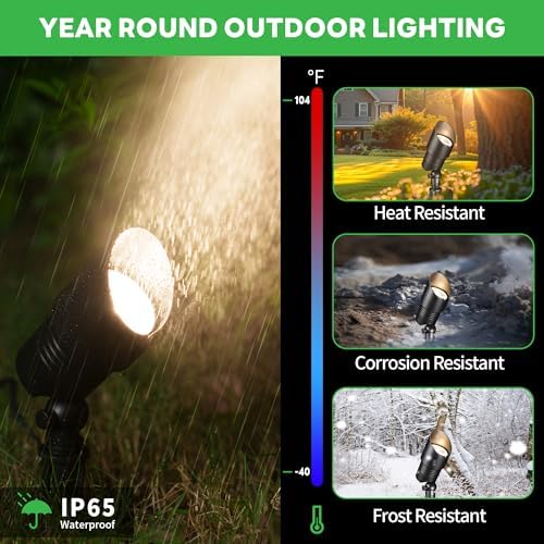 Landscape Spotlights Low Voltage - 2700K/3000K/3500K/4000K/5000K Selectable Uplights, 12V Wired LED Spot Lights Outdoor Waterproof, Aluminum Black for Outside Trees Wall 4 Pack - Image 4