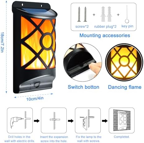 Solar Flame Lights Outdoor, Waterproof Halloween Decor, 6 Pack - Image 3