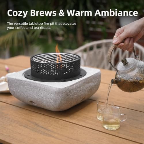 Table Top Firepit Mini Small Safer Burning Wood Pellet Fire Pit (Square Groove) - Image 4